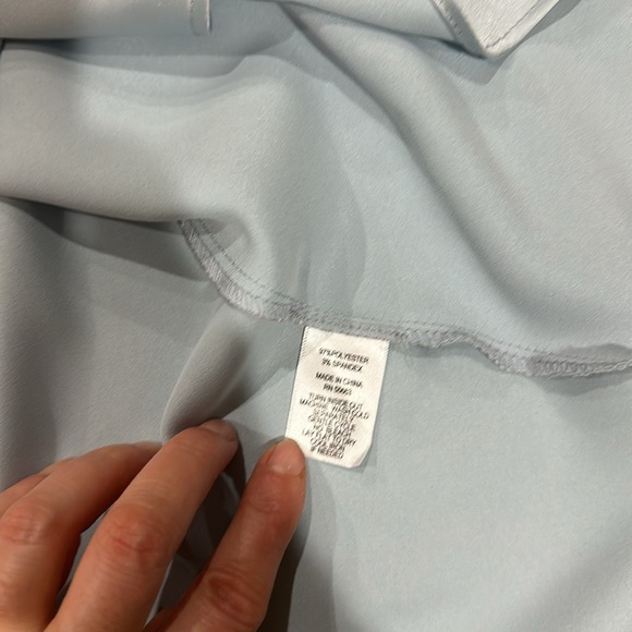 Elegant Light Blue Satin Midi Skirt - Picture 6 of 7